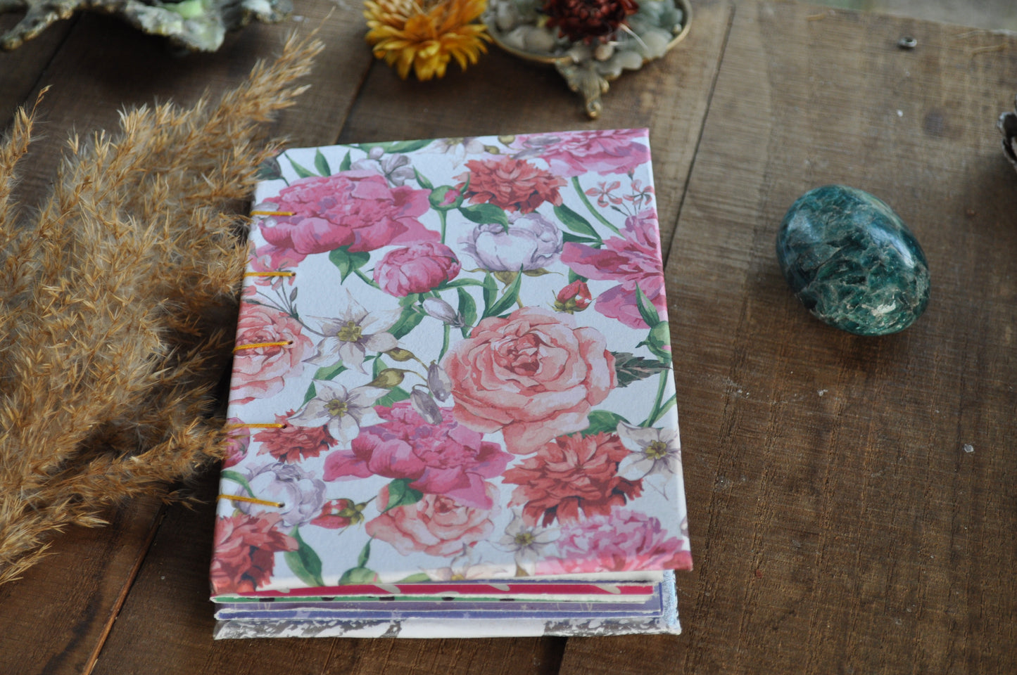 Carnet de poche "fleurs rosées"