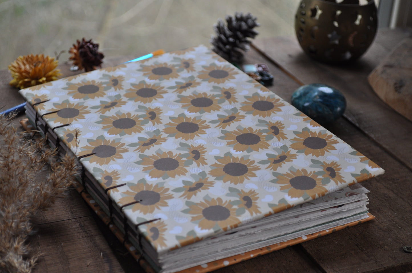 Carnet dessins / peinture / herbier "Tournesol d'automne"