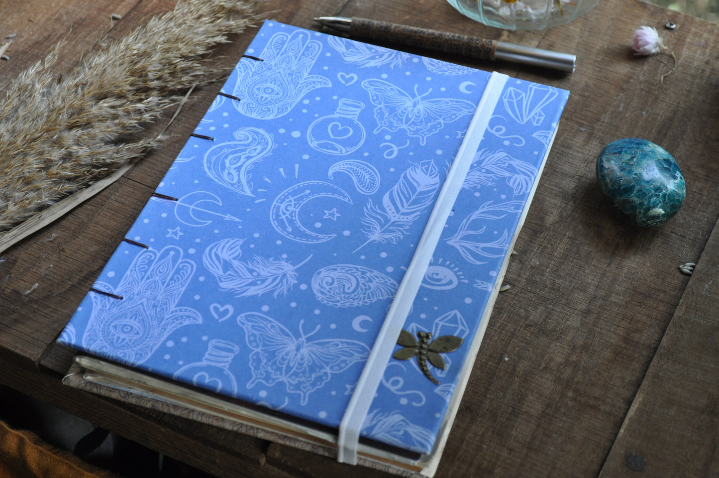 Carnet dessins / peinture / herbier "magie bleutée"