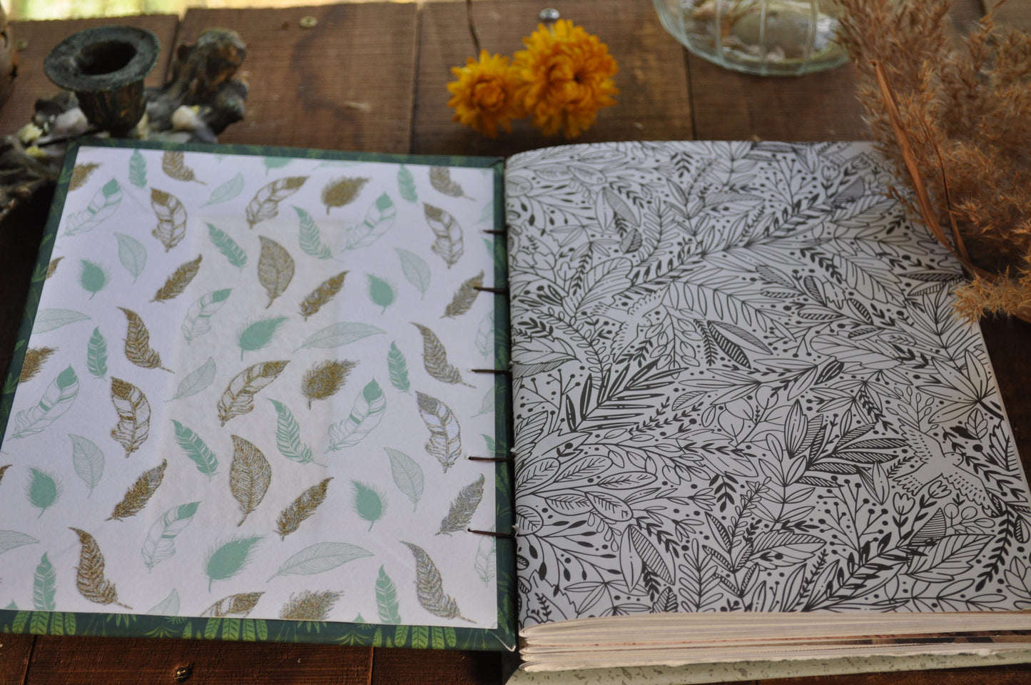 Carnet dessins / peinture / herbier "Vert de plantes"