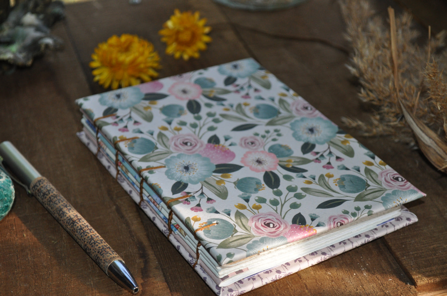 Carnet de poche "Fleurs bleues"