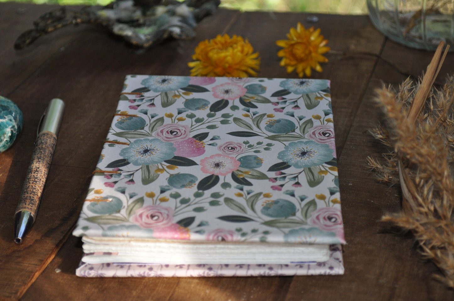 Carnet de poche "Fleurs bleues"