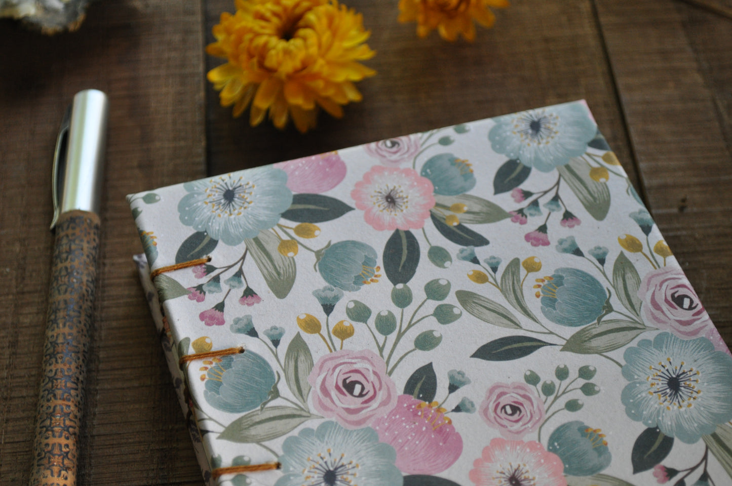 Carnet de poche "Fleurs bleues"