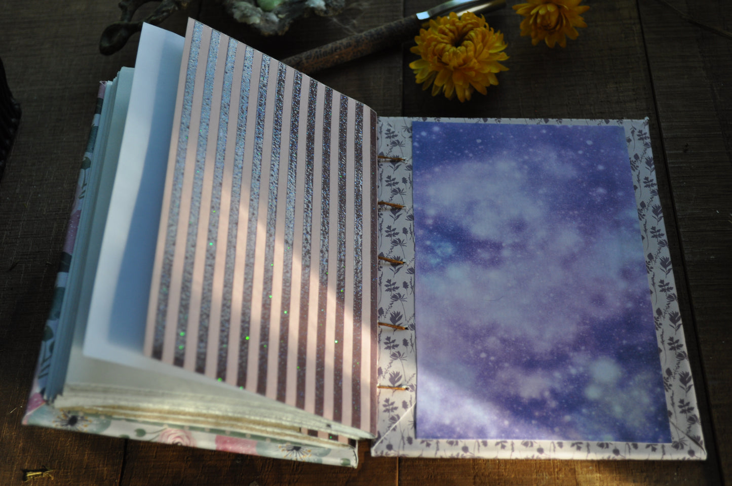 Carnet de poche "Fleurs bleues"