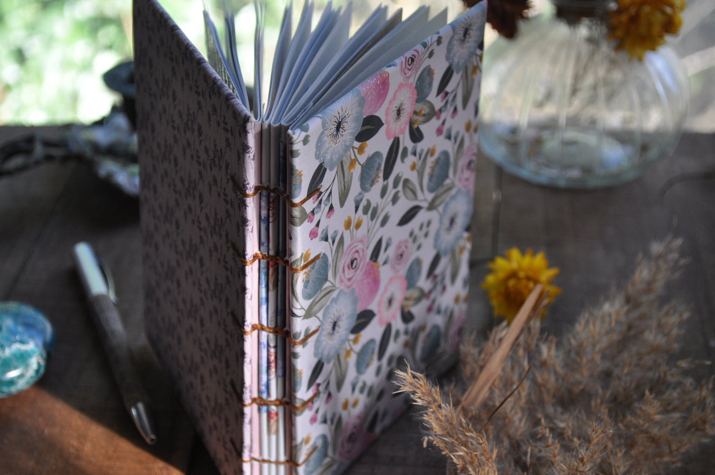 Carnet de poche "Fleurs bleues"