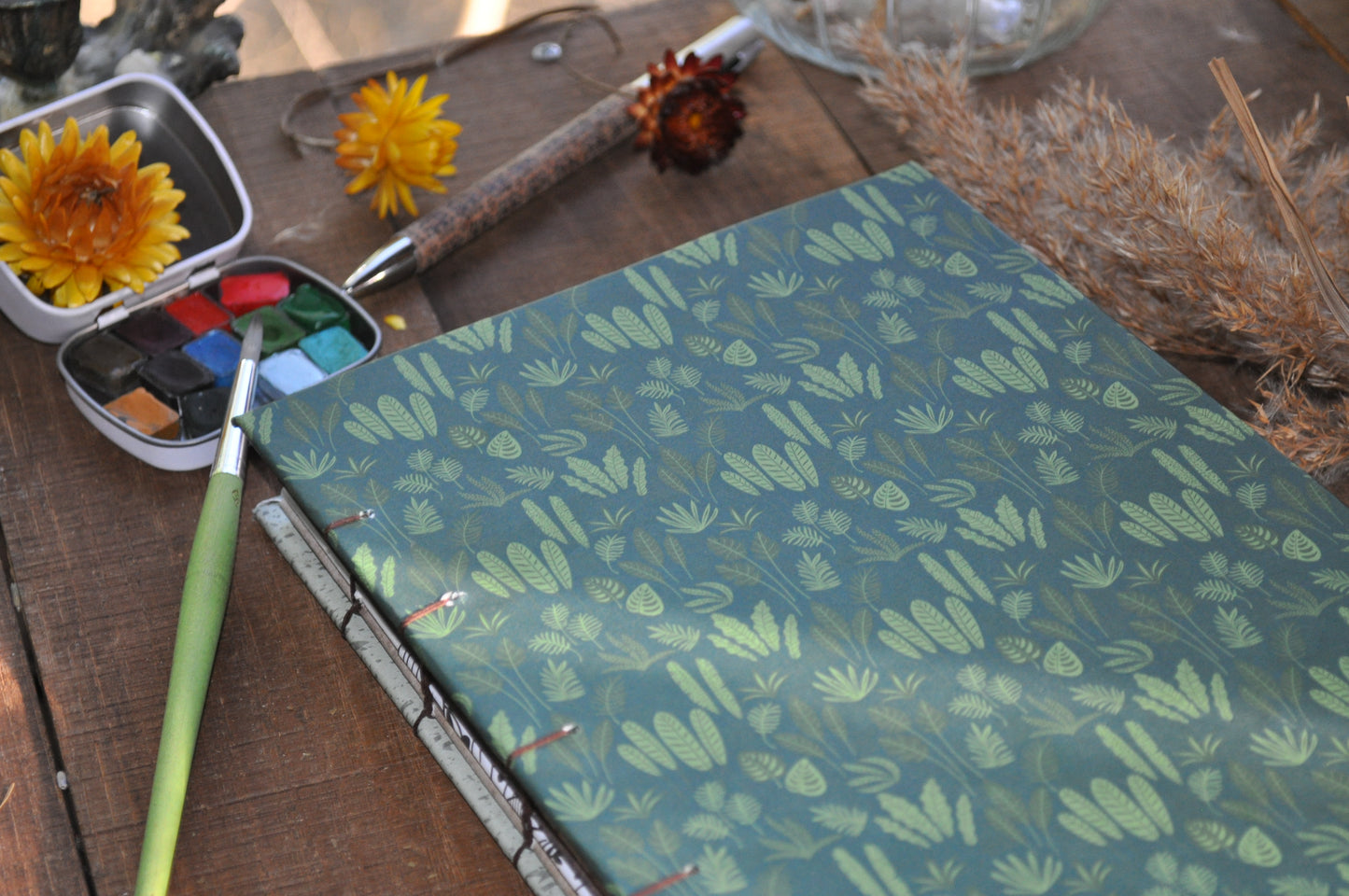 Carnet dessins / peinture / herbier "Vert de plantes"
