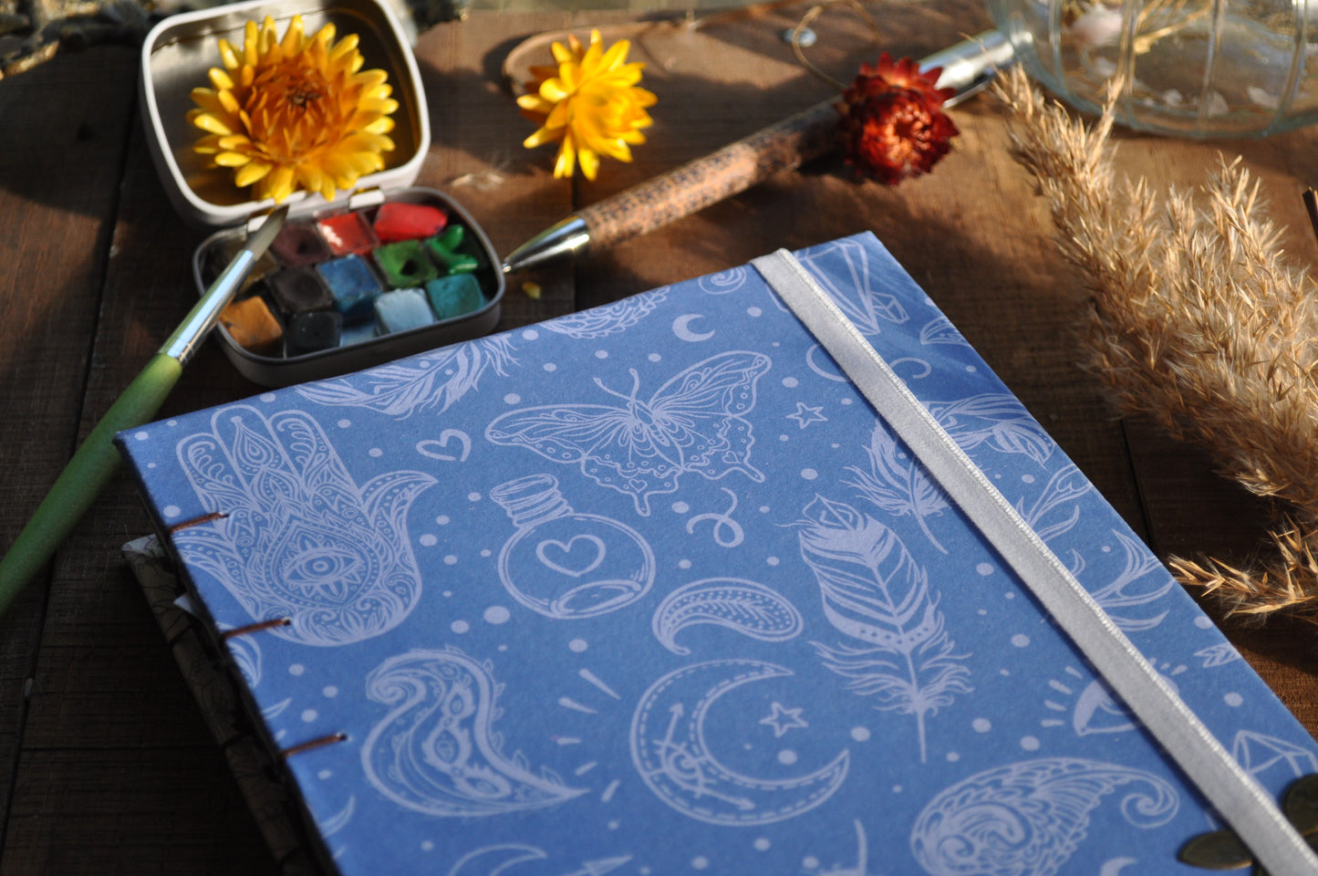 Carnet dessins / peinture / herbier "magie bleutée"