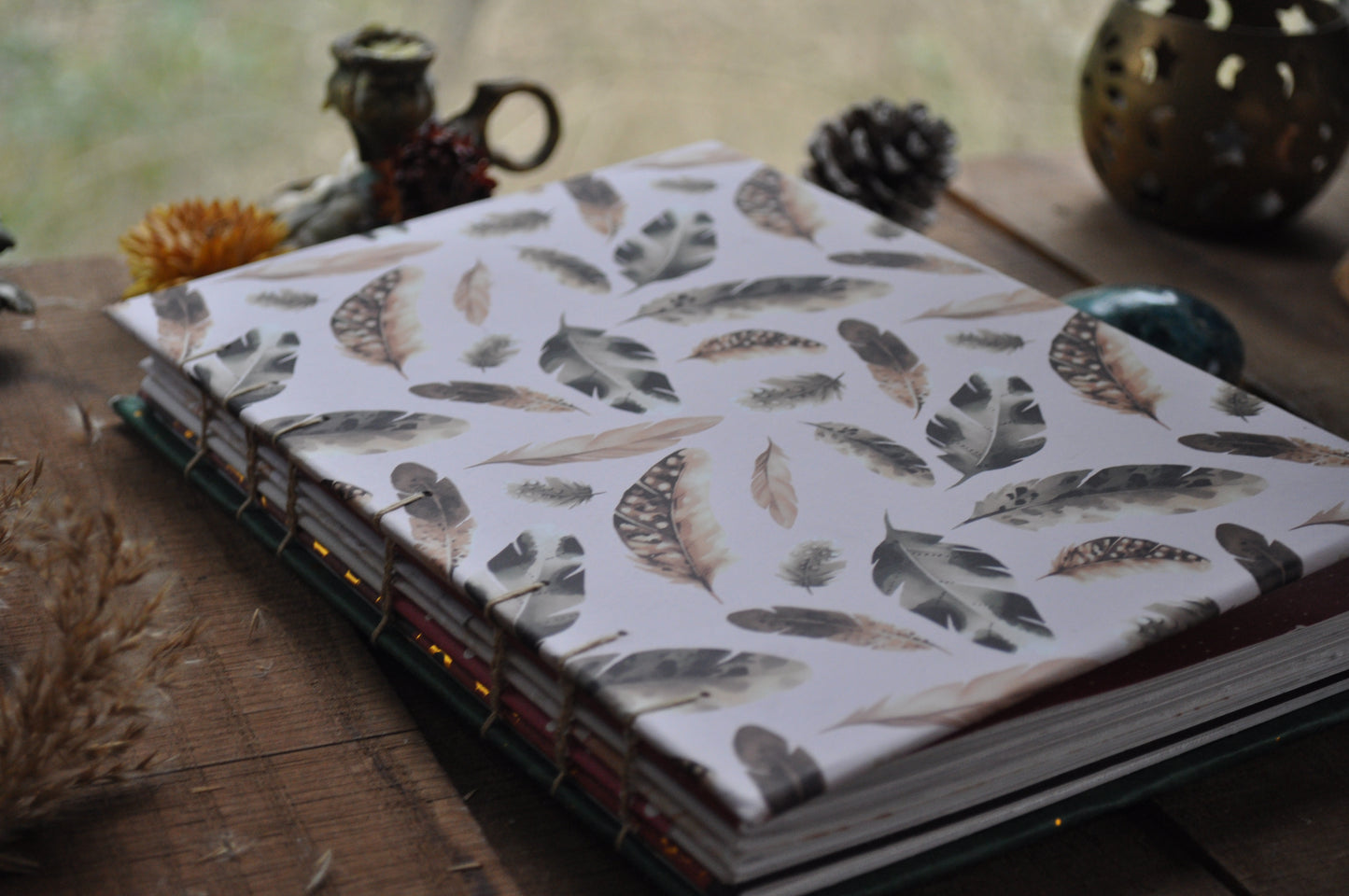 Carnet dessins / peinture / herbier "Plumes enchanteresses"