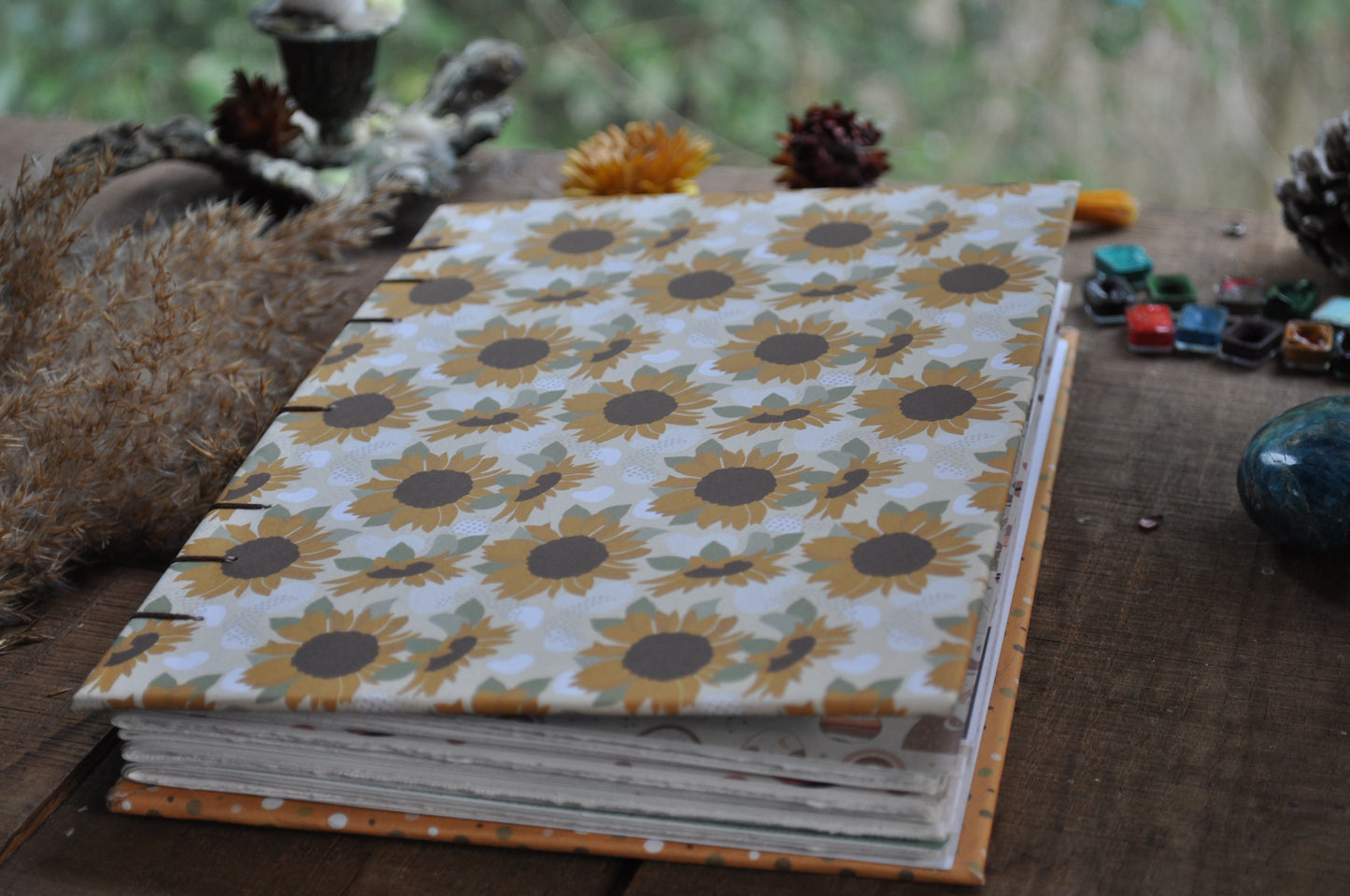 Carnet dessins / peinture / herbier "Tournesol d'automne"
