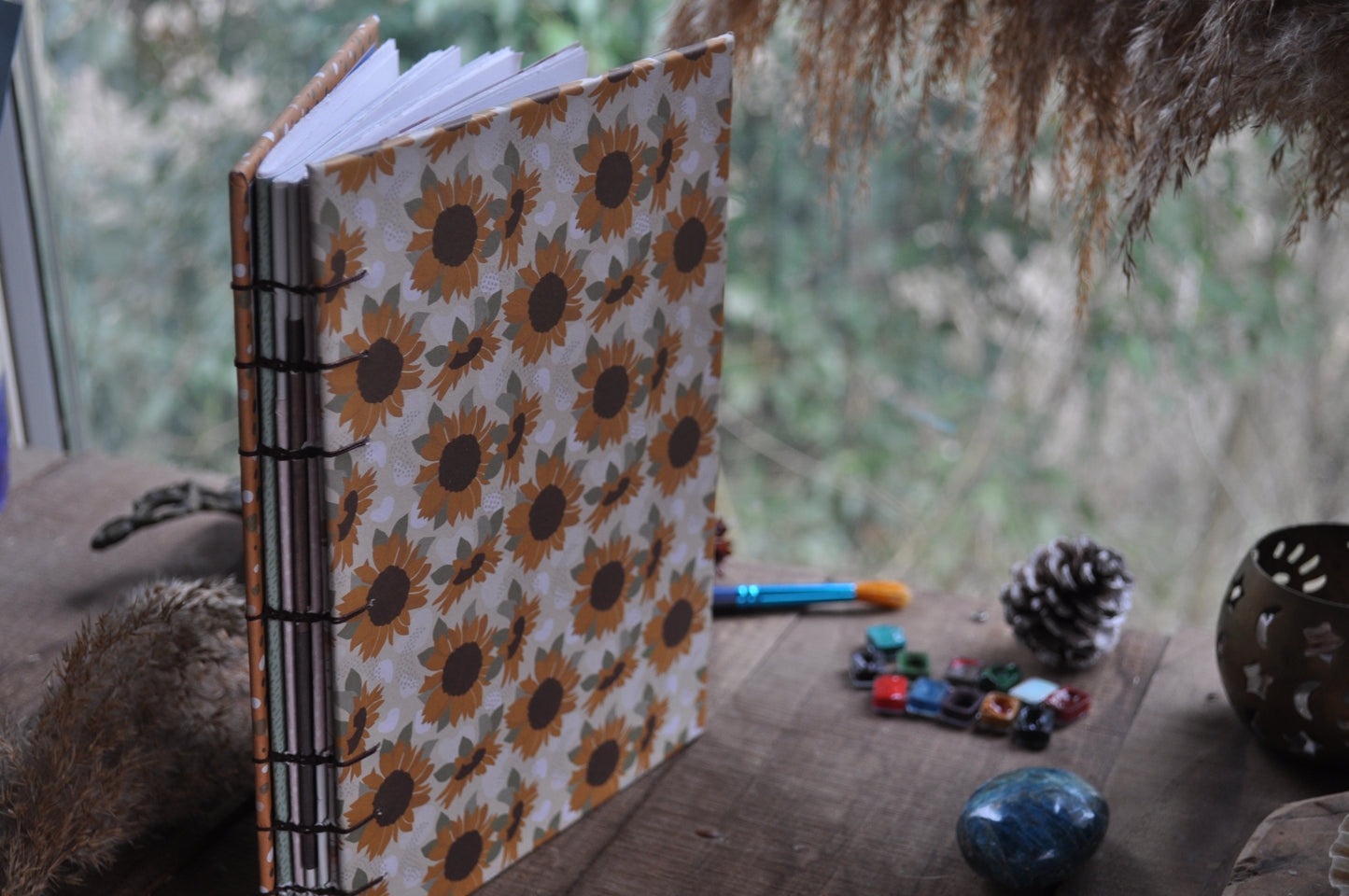 Carnet dessins / peinture / herbier "Tournesol d'automne"